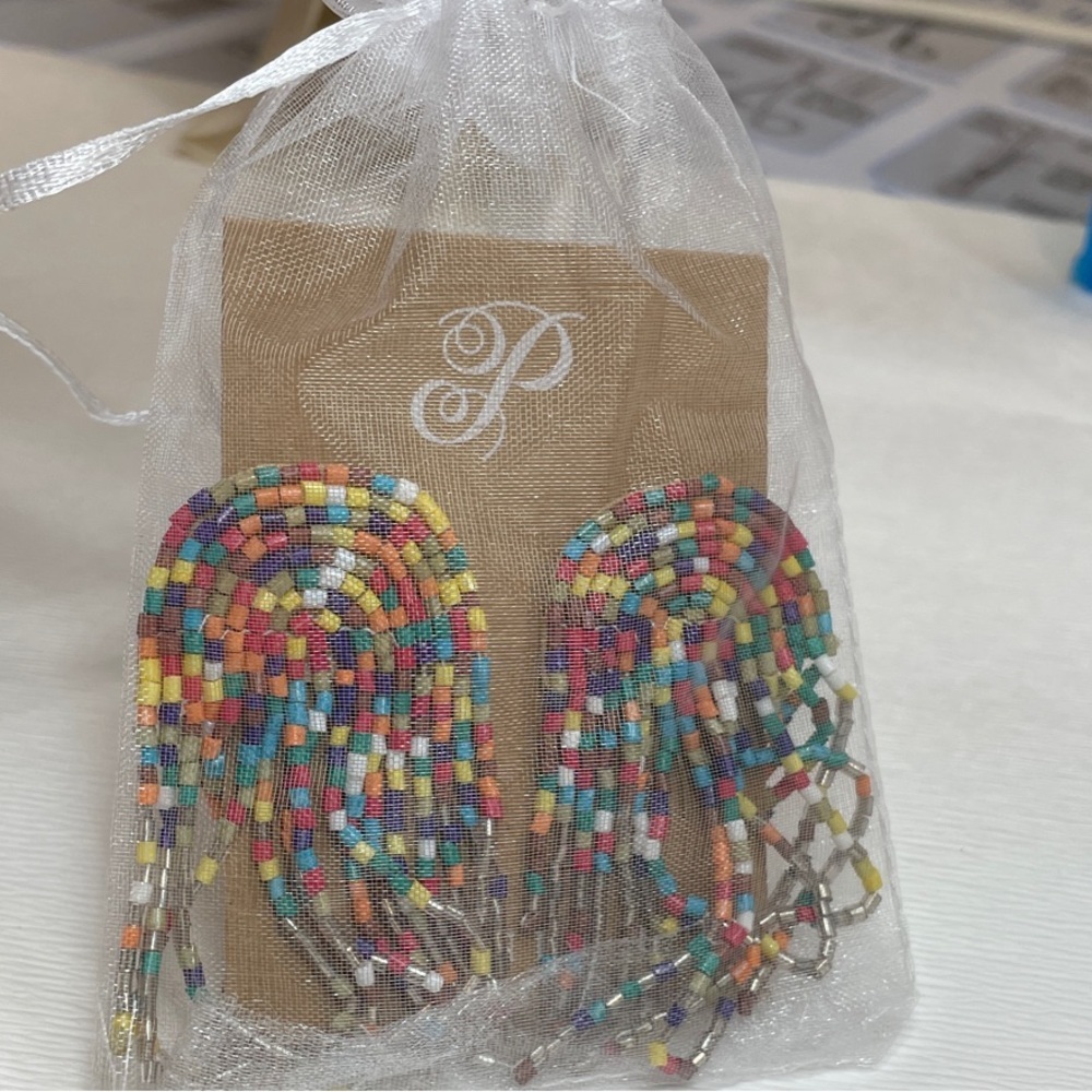 Plunder Design Kinley Reece Beaded Fringe Earrings Multicolor NIB - Picture 5 of 7